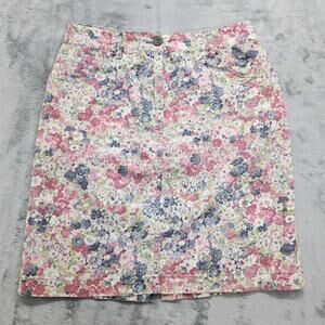 Hessnatur Skirt Womens 4 Floral Pencil Cotton Linen Blend Pockets Casual Summer
